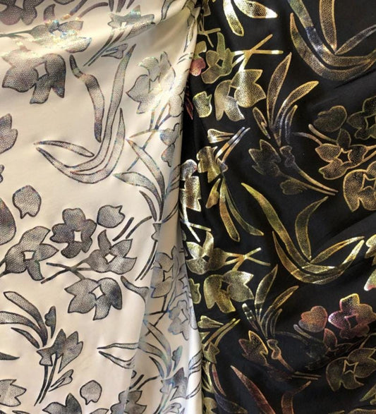 New spandex floral design heavy single spandex 4way stretch 58/60" Sold by the YD. Ships worldwide from Los Ángeles California USA.