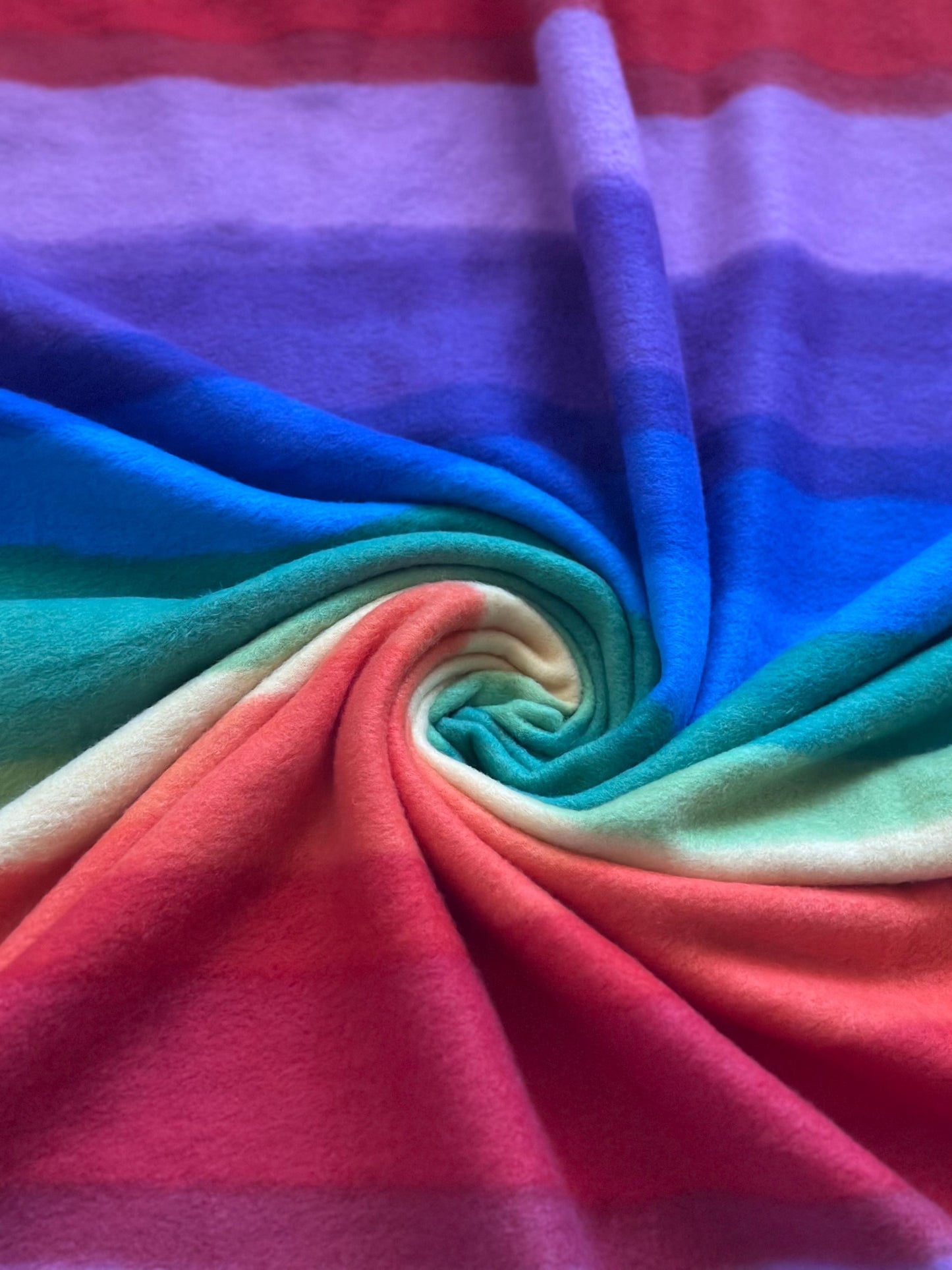 Rainbow Polar Fleece 2-way stretch 58/60” High quality fabrics by AlexLAFabrics