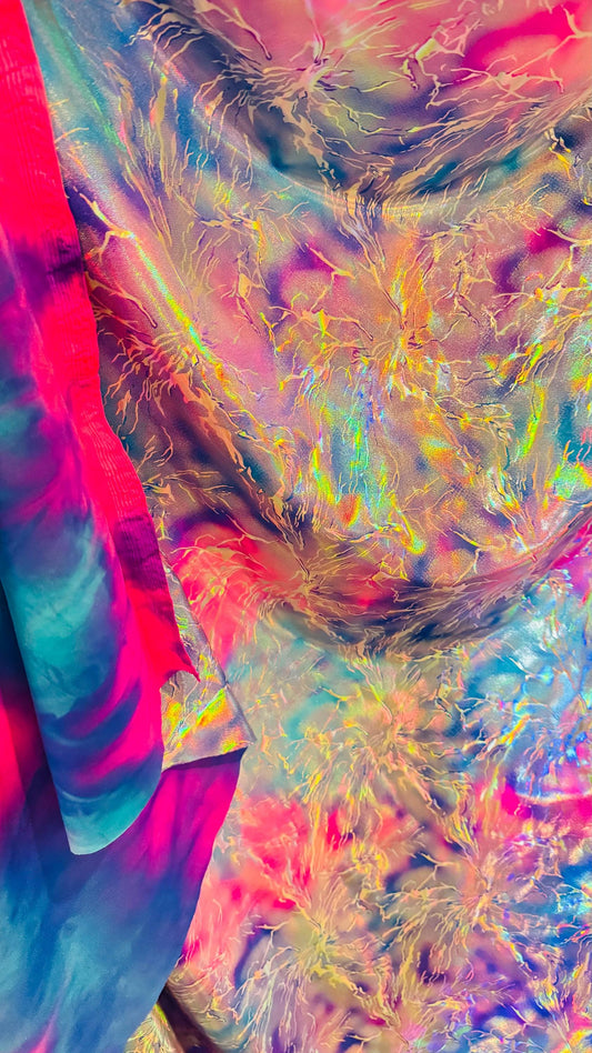 Thunder Lightning Luxury design print on great quality of nylon spandex  with foil 4-way spandex 4-way stretch 58/60” Sold by the YD.