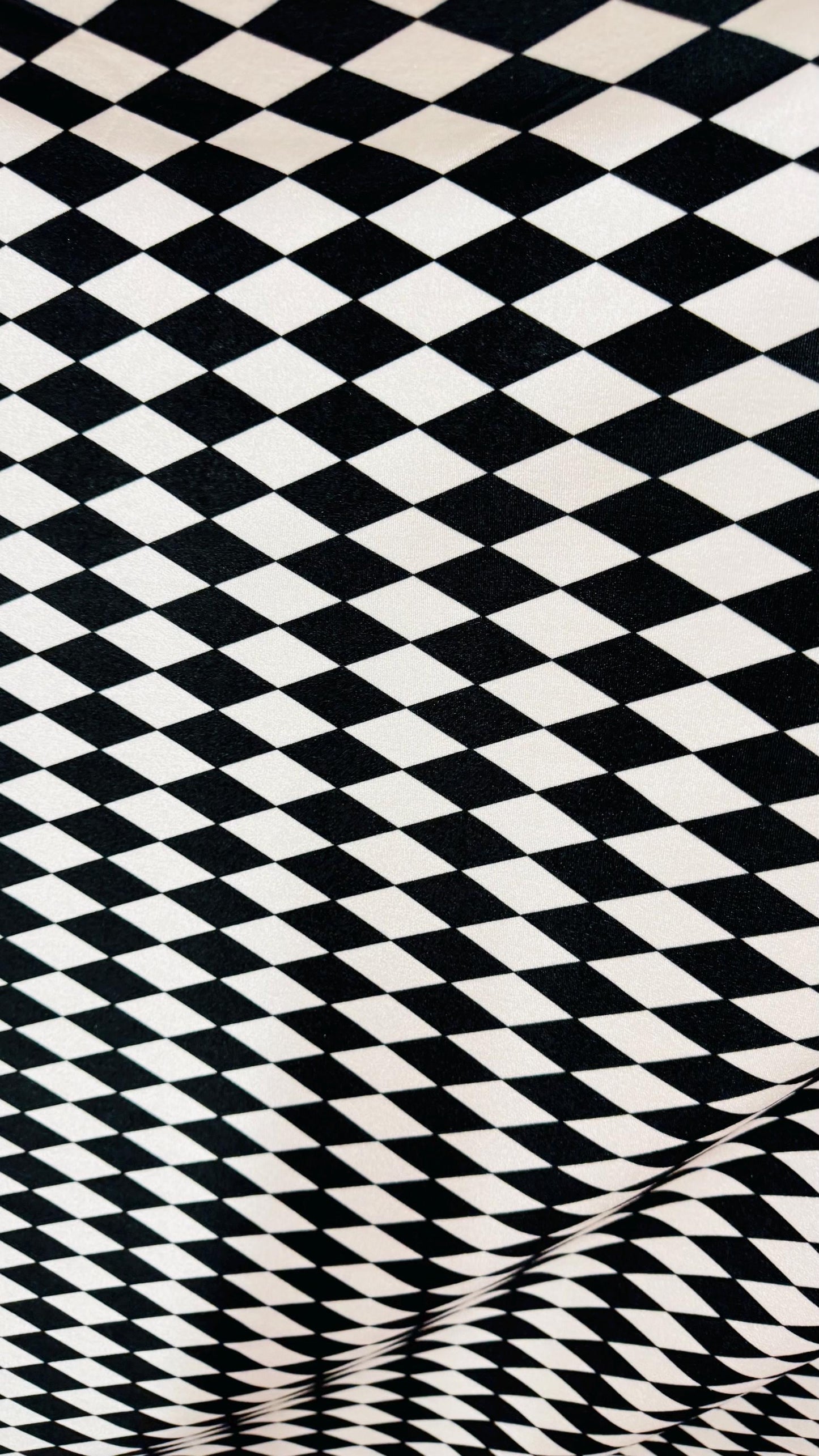 Harlequin design black/white on spandex velvet 4way Stretch 58/60" Sold bubthe YD. Ships worldwide from Los Angeles California USA