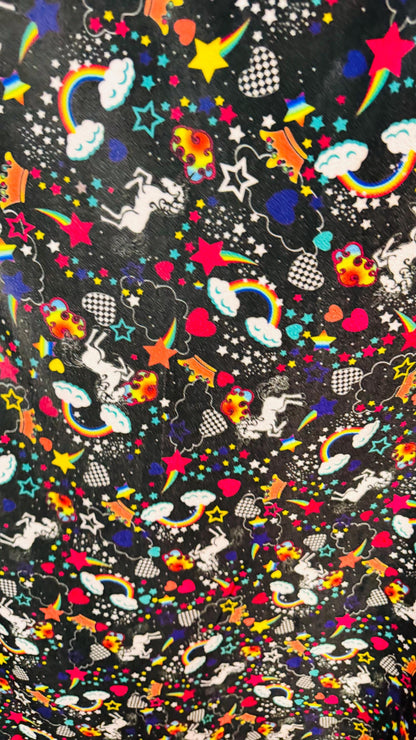 Unicorn design print on best quality of spandex velvet 4-way stretch 58/60” Sold by the YD. Ships Worldwide from Los Angeles California USA.