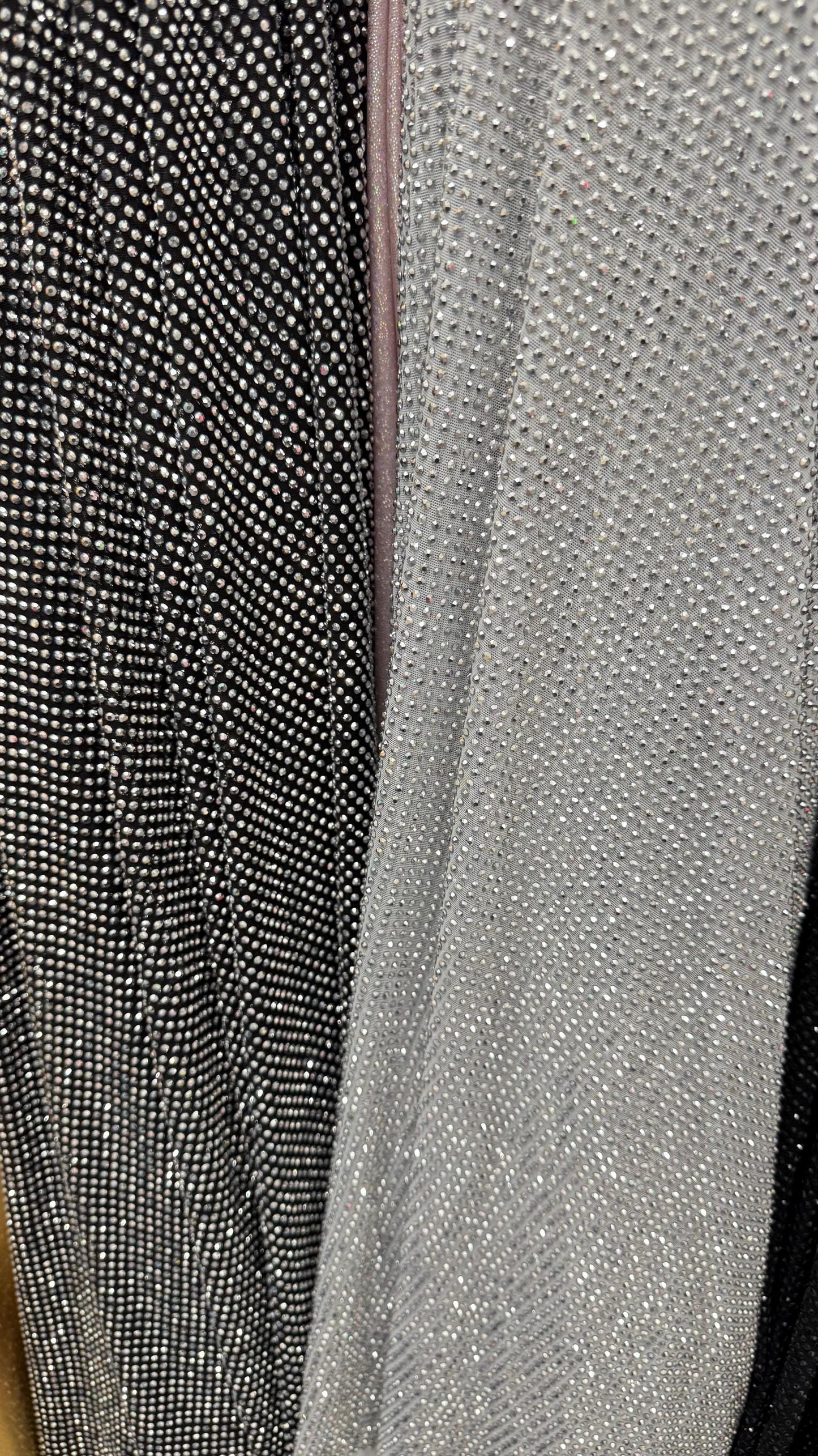 Jewel Stone Design Luxury rhinestone embroidered on best quality of nylon spandex power mesh 4-way stretch 58/60” High quality fabrics
