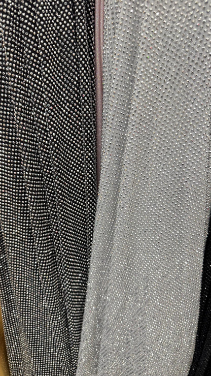 Jewel Stone Design Luxury rhinestone embroidered on best quality of nylon spandex power mesh 4-way stretch 58/60” High quality fabrics
