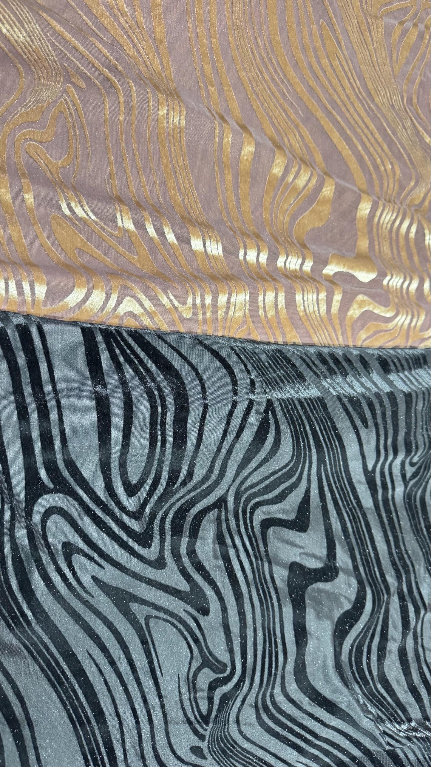 New burnout velvet modern design Mauve & Black  color 4-way stretch 58/60” Sold by the YD. Ships worldwide from Los Angeles California USA.