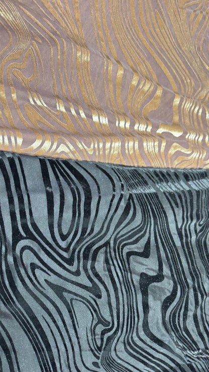 New burnout velvet modern design Mauve & Black  color 4-way stretch 58/60” Sold by the YD. Ships worldwide from Los Angeles California USA.