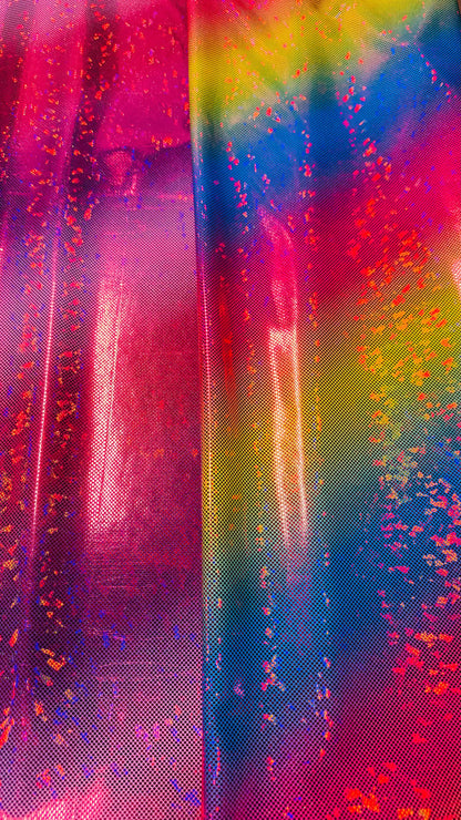 New Ombre design on shattered glass metallic nylon spandex 4-way stretch 58/60” Sold by the YD. Ships worldwide from Los Angeles California