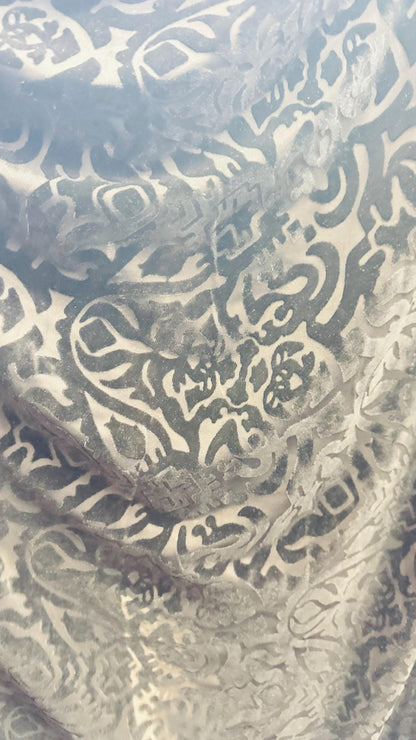 New Luxury Royalty design black burnout stretch velvet 4-way stretch 58/60” Sold by the YD. High quality fabrics by AlexLAFabrics