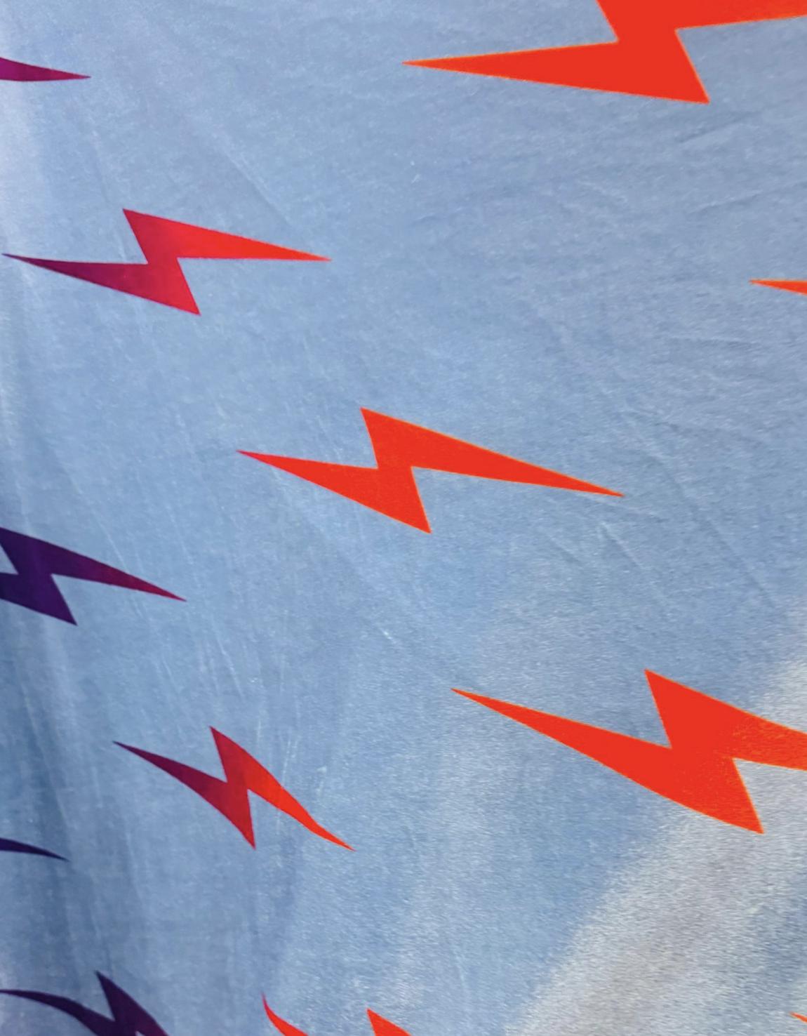 Flash design blue/red/yellow print on great quality of stretch velvet 4-way stretch 58/60” Sold by the YD. Ships Worldwide from Los Angeles
