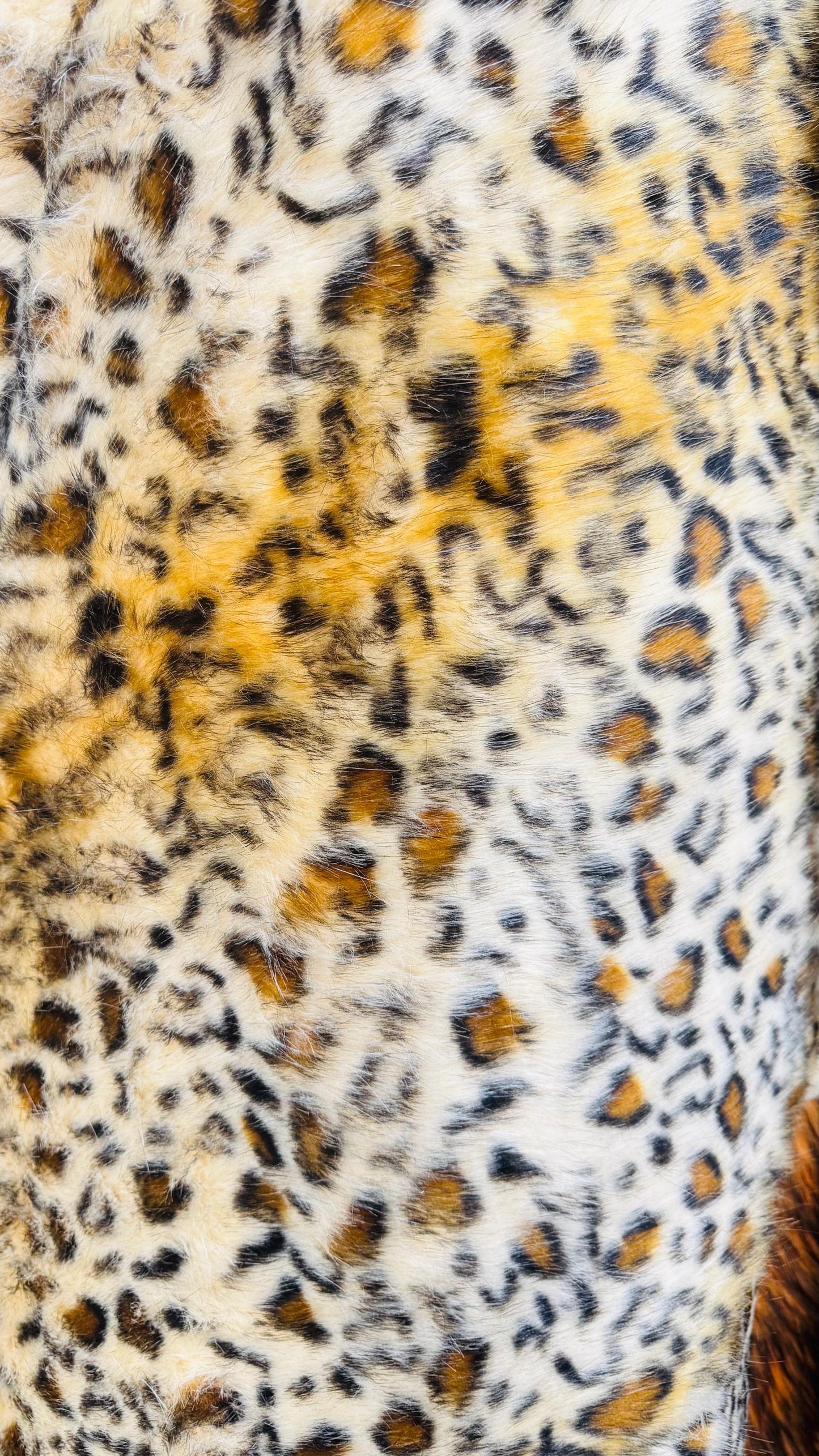 Luxury Faux Fur Exotic Leopard design high quality Fur 58/60” Sold by the YD and 1/2 yd Ships worldwide from Los Angeles California USA.