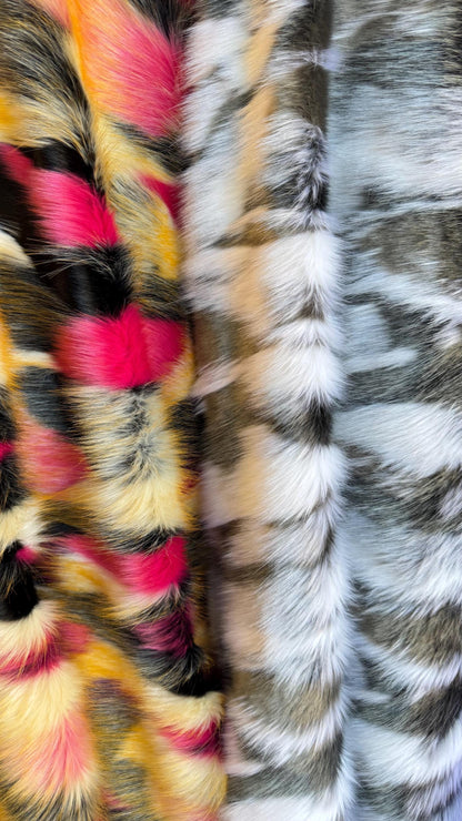 Luxury Faux Fur Exotic Husky design high quality Fur Sold by the YD and 1/2 yd Ships worldwide from Los Angeles California USA