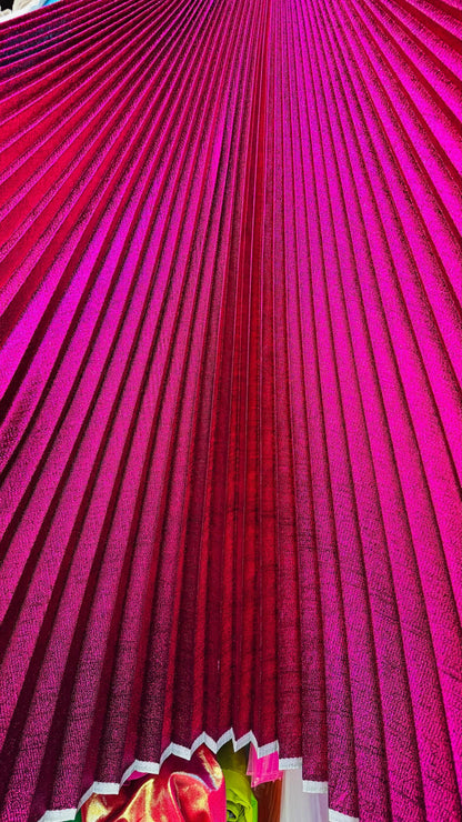 Sunburst pleated Luxury metallic lame non stretch 108” length by 45” width Sold by the PC. Ships worldwide from Los Angeles California USA