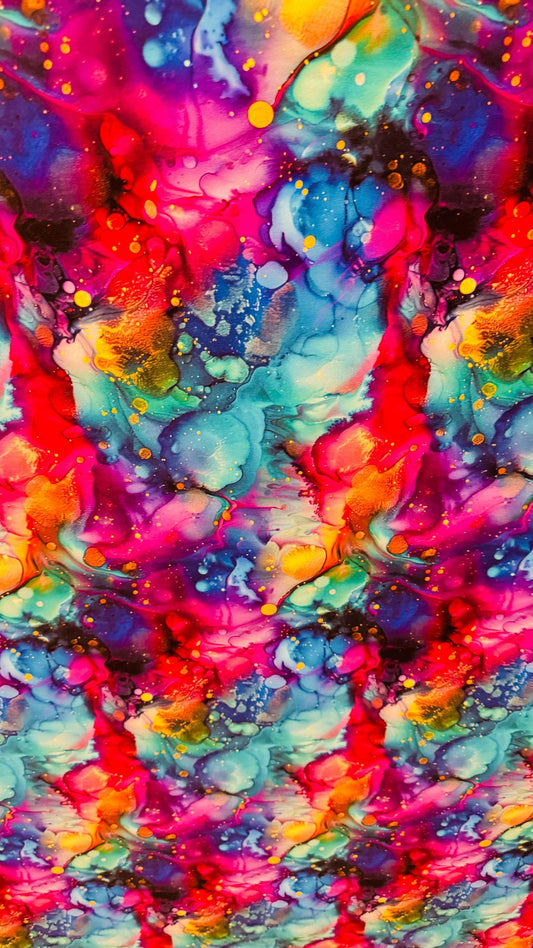 New Abstract design multi color on nylon spandex 4way Stretch 58/60" Sold by the YD. Ships worldwide from Los Angeles California USA