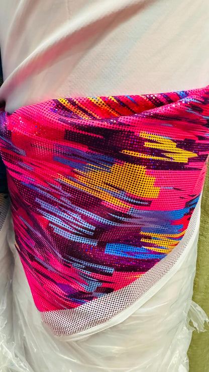Graffiti Painting Abstract hologram metallic nylon spandex 4way stretch 58/60" Sold by the YD. Ships worldwide from Los Angeles California