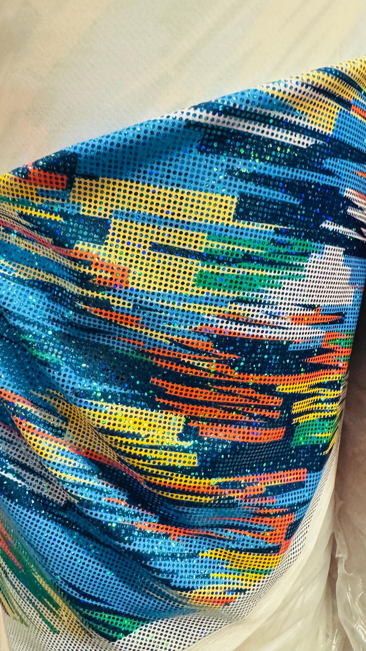Graffiti Painting Abstract hologram metallic nylon spandex 4way stretch 58/60" Sold by the YD. Ships worldwide from Los Angeles California