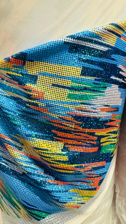 Graffiti Painting Abstract hologram metallic nylon spandex 4way stretch 58/60" Sold by the YD. Ships worldwide from Los Angeles California