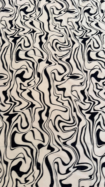New Abstract design on power mesh With flocking Nude/Black color  4-way stretch 58/60” Sold by the YD. Ships worldwide from Los Angeles CA