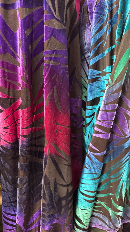 NEW Burnout Silky stretch velvet Leaf abstract design Italian High quality 4way stretch 58/50" Sold by the YD. Ships worldwide from L.A