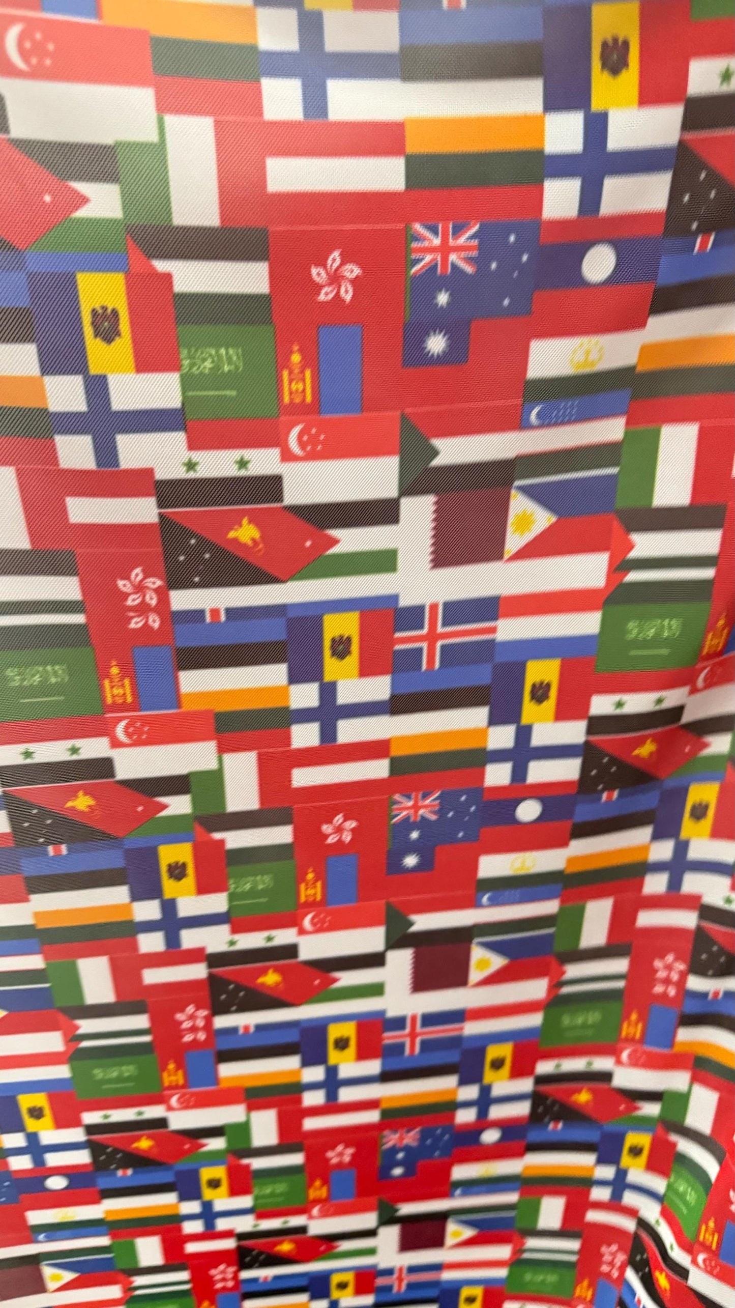 Interacional Flags design print on power mesh 4-way stretch 58/60” Sold by the YD. Ships Worldwide from Los Angeles California USA.