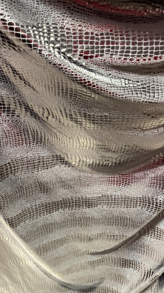 New metallic spandex crocodile design balck/black  4way Stretch 58/60" Sold by the YD. Ships worldwide from Los Angeles California USA.