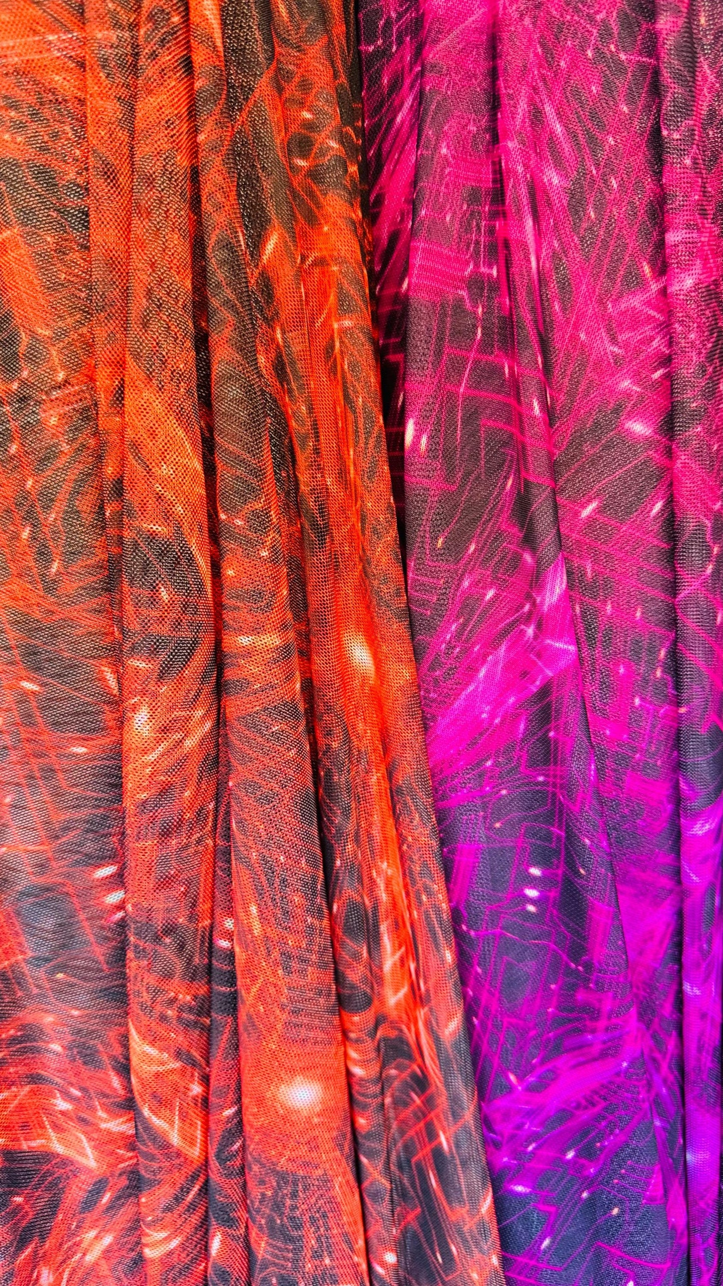 New modern 3D digital abstract design print on great quality of power mesh nylon spandex  4-way stretch 58/60” Sold by the YD.