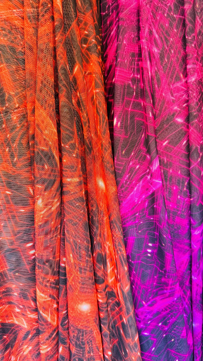 New modern 3D digital abstract design print on great quality of power mesh nylon spandex  4-way stretch 58/60” Sold by the YD.