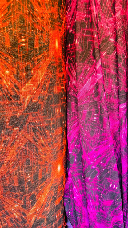 New modern 3D digital abstract design print on great quality of power mesh nylon spandex  4-way stretch 58/60” Sold by the YD.