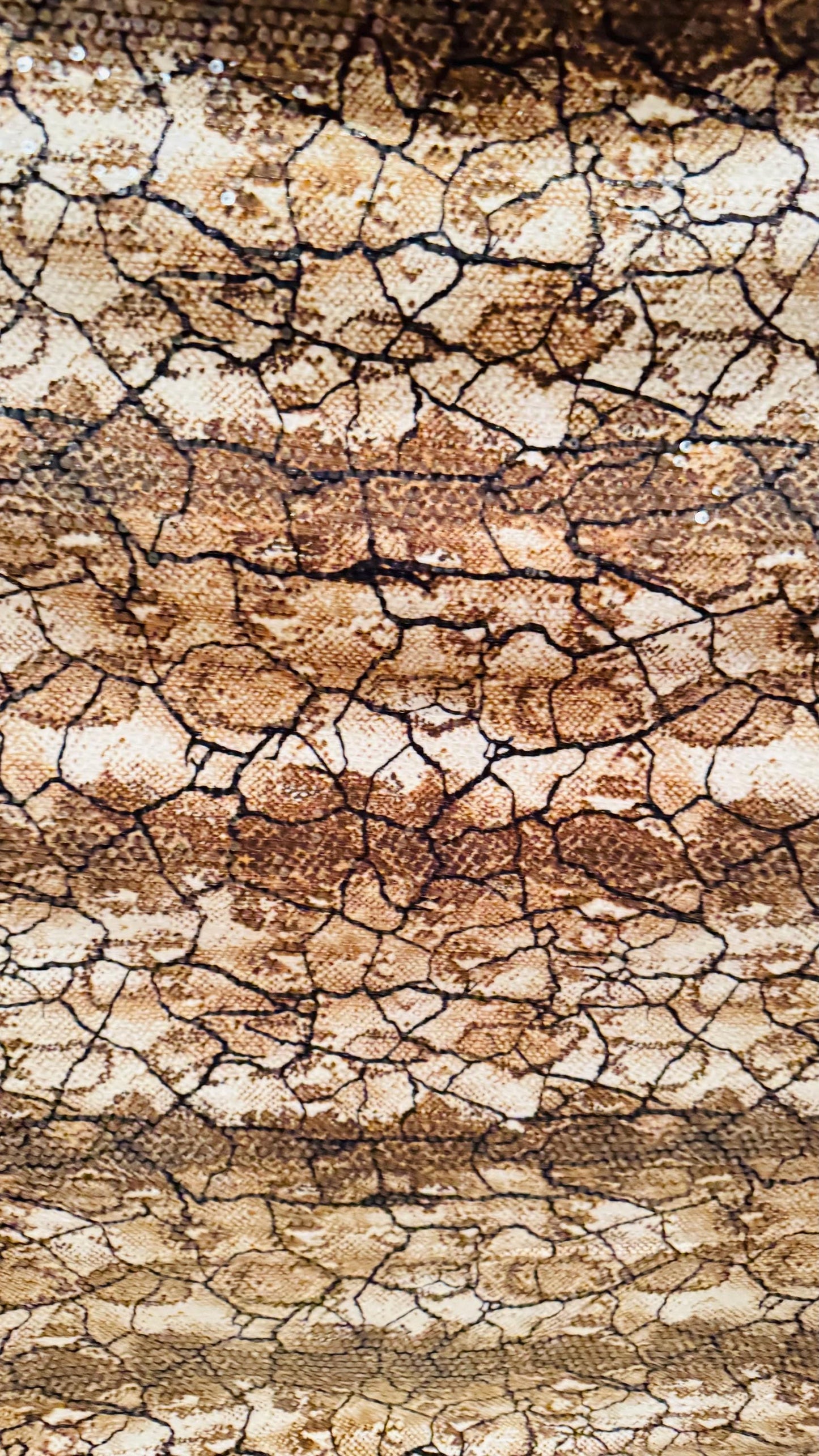Exotic Snake design Brown/Gold  with clear sequins all over spandex base 4-way  58/60" Sold by the YD. Ships worldwide from Los Ángeles CA