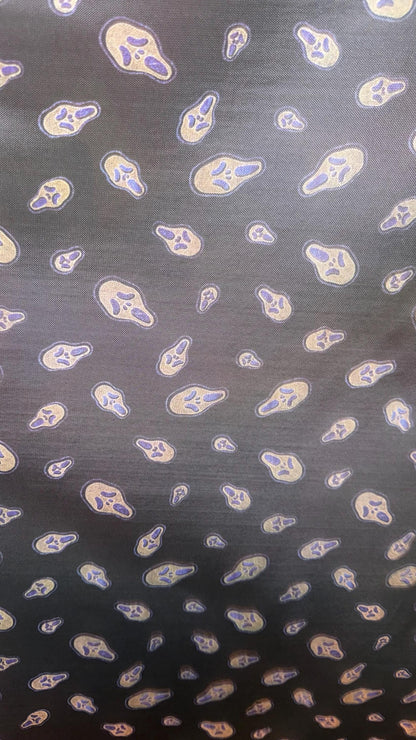 New Ghost design print on  power mesh 4-way stretch 58/60” Sold by the YD. Ships worldwide from Los Angeles California USA.