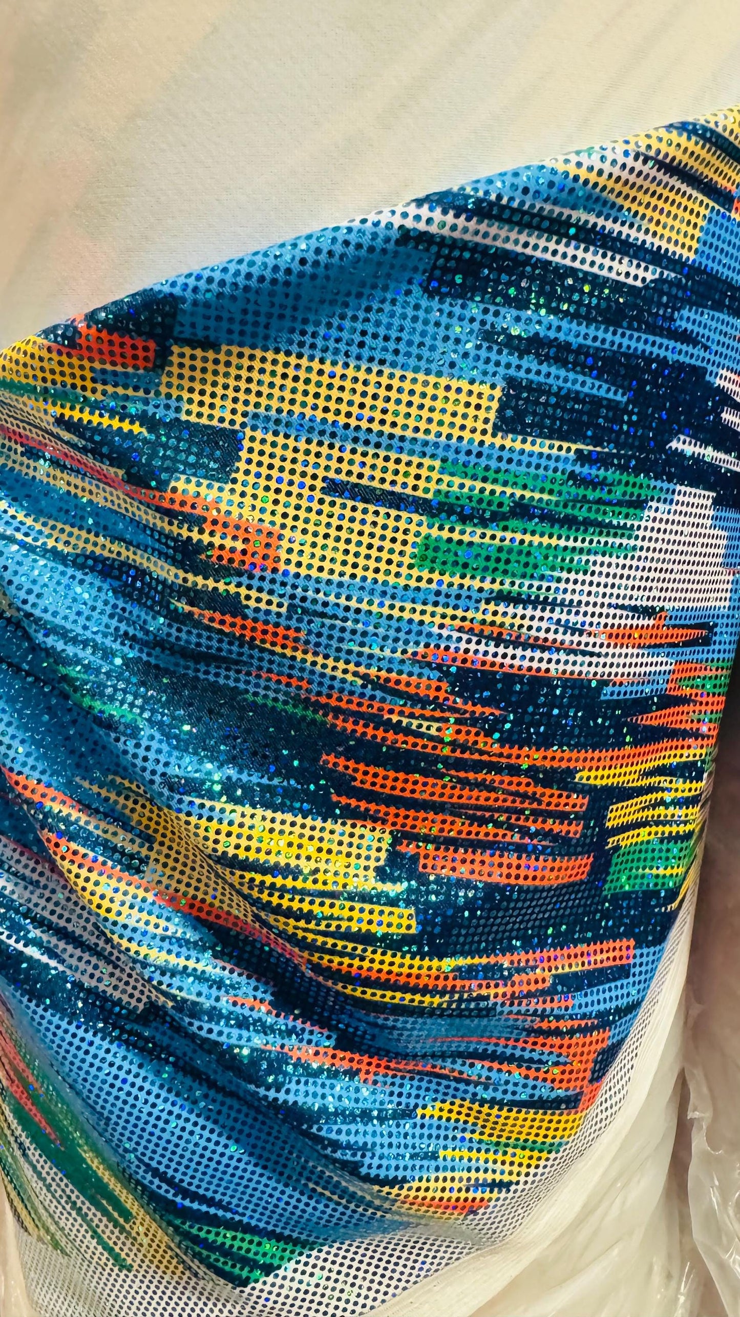Graffiti Painting Abstract hologram metallic nylon spandex 4way stretch 58/60" Sold by the YD. Ships worldwide from Los Angeles California