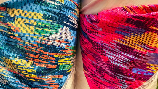 Graffiti Painting Abstract hologram metallic nylon spandex 4way stretch 58/60" Sold by the YD. Ships worldwide from Los Angeles California