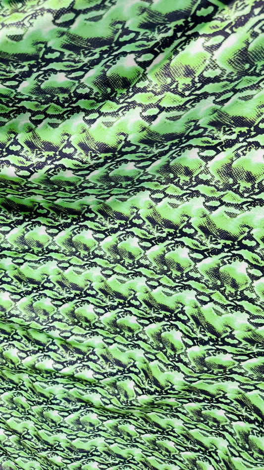 NEW Cobra snake design Green color  print on nylon spandex 4way stretch 58/60" Sold by the YD. Ships worldwide from Los Angeles California