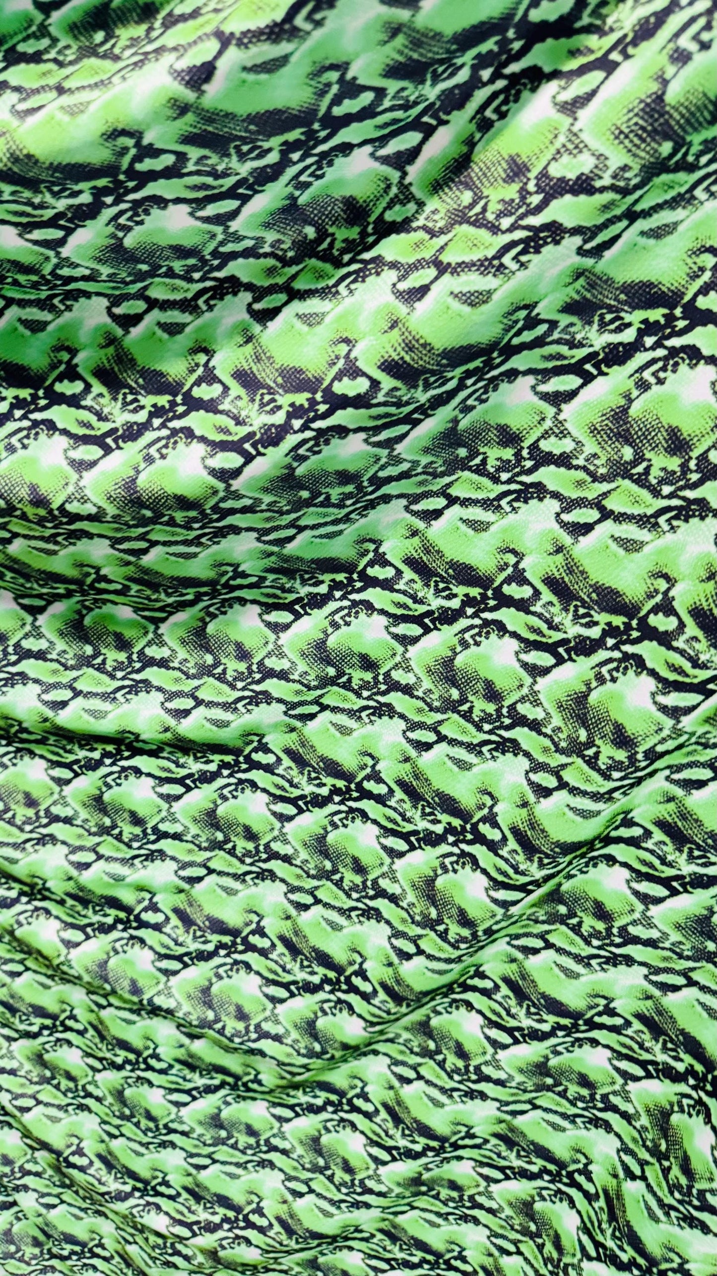 NEW Cobra snake design Green color  print on nylon spandex 4way stretch 58/60" Sold by the YD. Ships worldwide from Los Angeles California