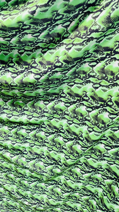 NEW Cobra snake design Green color  print on nylon spandex 4way stretch 58/60" Sold by the YD. Ships worldwide from Los Angeles California