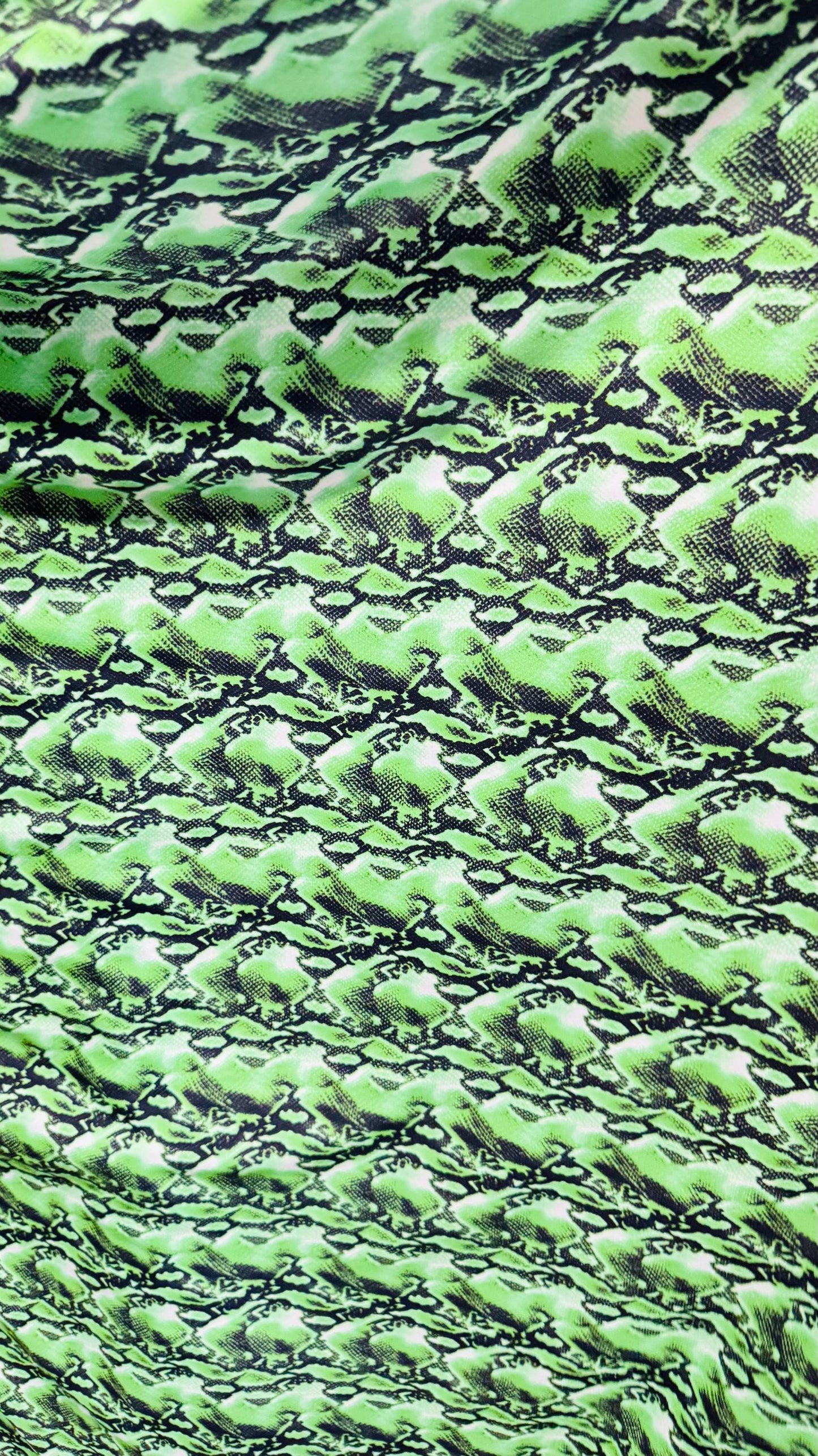 NEW Cobra snake design Green color  print on nylon spandex 4way stretch 58/60" Sold by the YD. Ships worldwide from Los Angeles California