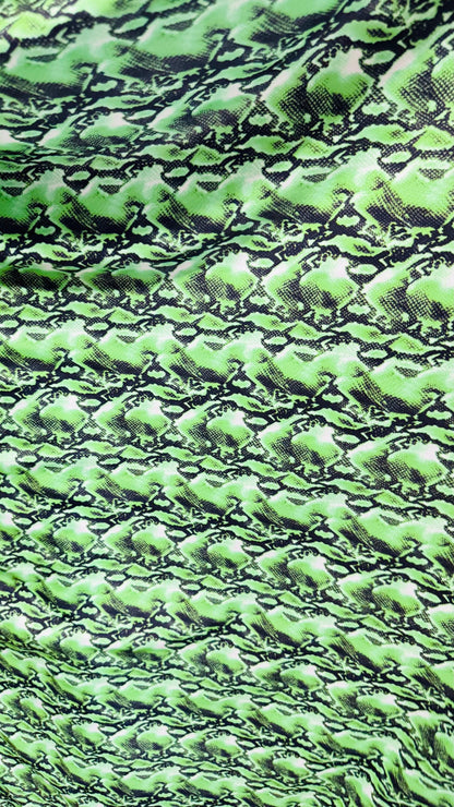 NEW Cobra snake design Green color  print on nylon spandex 4way stretch 58/60" Sold by the YD. Ships worldwide from Los Angeles California