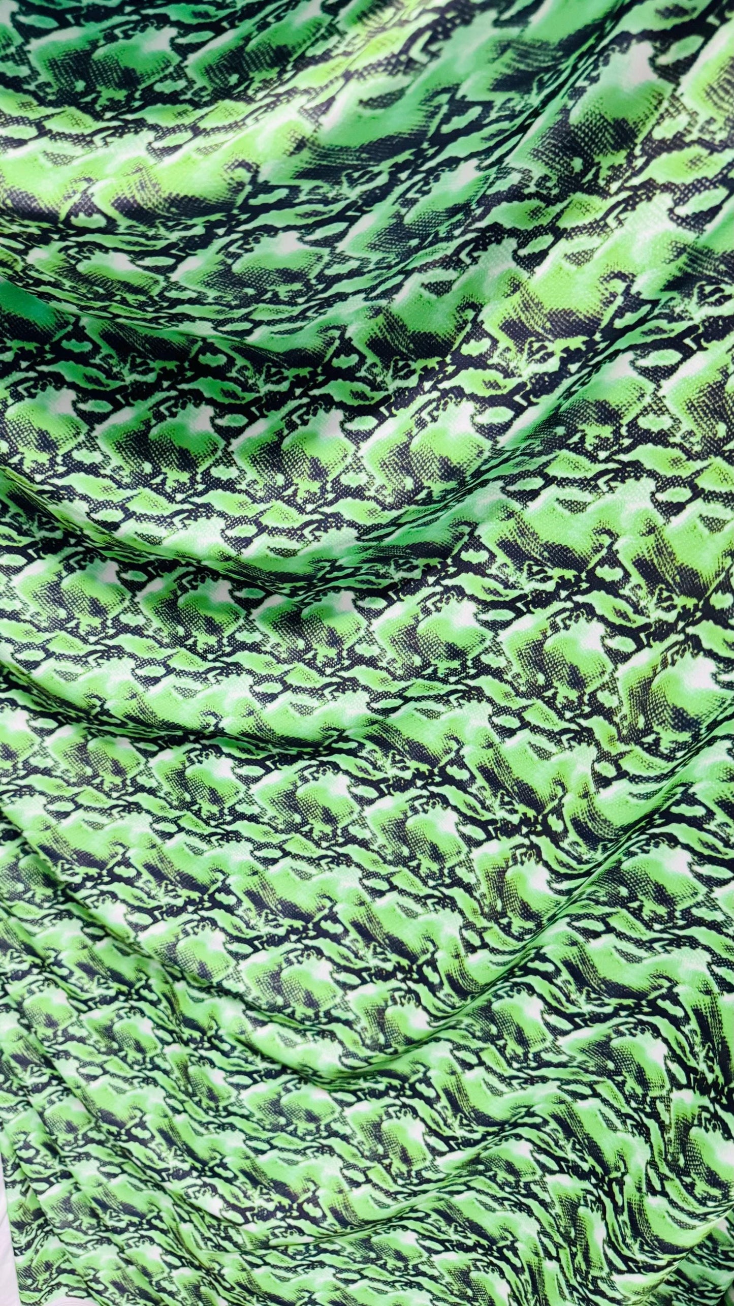 NEW Cobra snake design Green color  print on nylon spandex 4way stretch 58/60" Sold by the YD. Ships worldwide from Los Angeles California