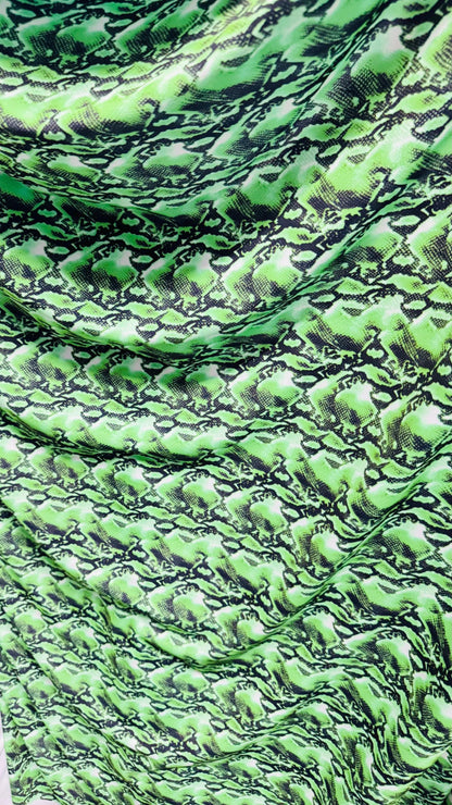NEW Cobra snake design Green color  print on nylon spandex 4way stretch 58/60" Sold by the YD. Ships worldwide from Los Angeles California