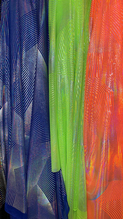 NEW Geometric Digital design Metallic Power  mesh nylon spandex 4-way stretch 58/60” Sold by the YD. Ships Worldwide from Los Angeles CA