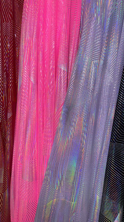 NEW Geometric Digital design Metallic Power  mesh nylon spandex 4-way stretch 58/60” Sold by the YD. Ships Worldwide from Los Angeles CA
