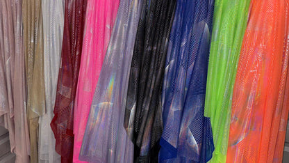 NEW Geometric Digital design Metallic Power  mesh nylon spandex 4-way stretch 58/60” Sold by the YD. Ships Worldwide from Los Angeles CA