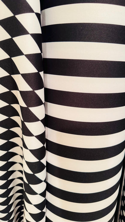 NEW Geometric Multi designs print on neoprene super techno 2-way stretch 58/60” Sold by the YD. Ships Worldwide from Los Angeles CA