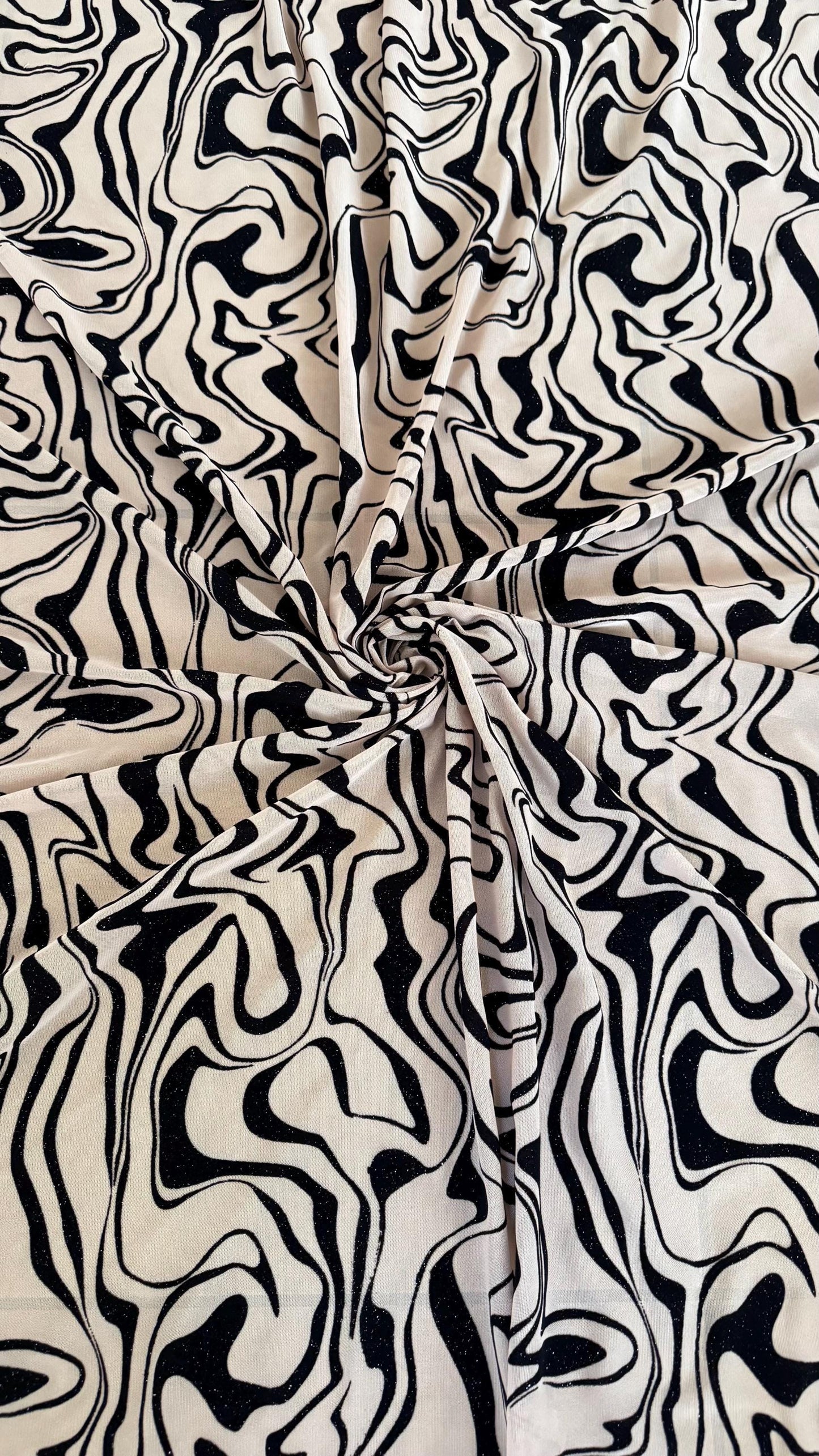 New Abstract design on power mesh With flocking Nude/Black color  4-way stretch 58/60” Sold by the YD. Ships worldwide from Los Angeles CA