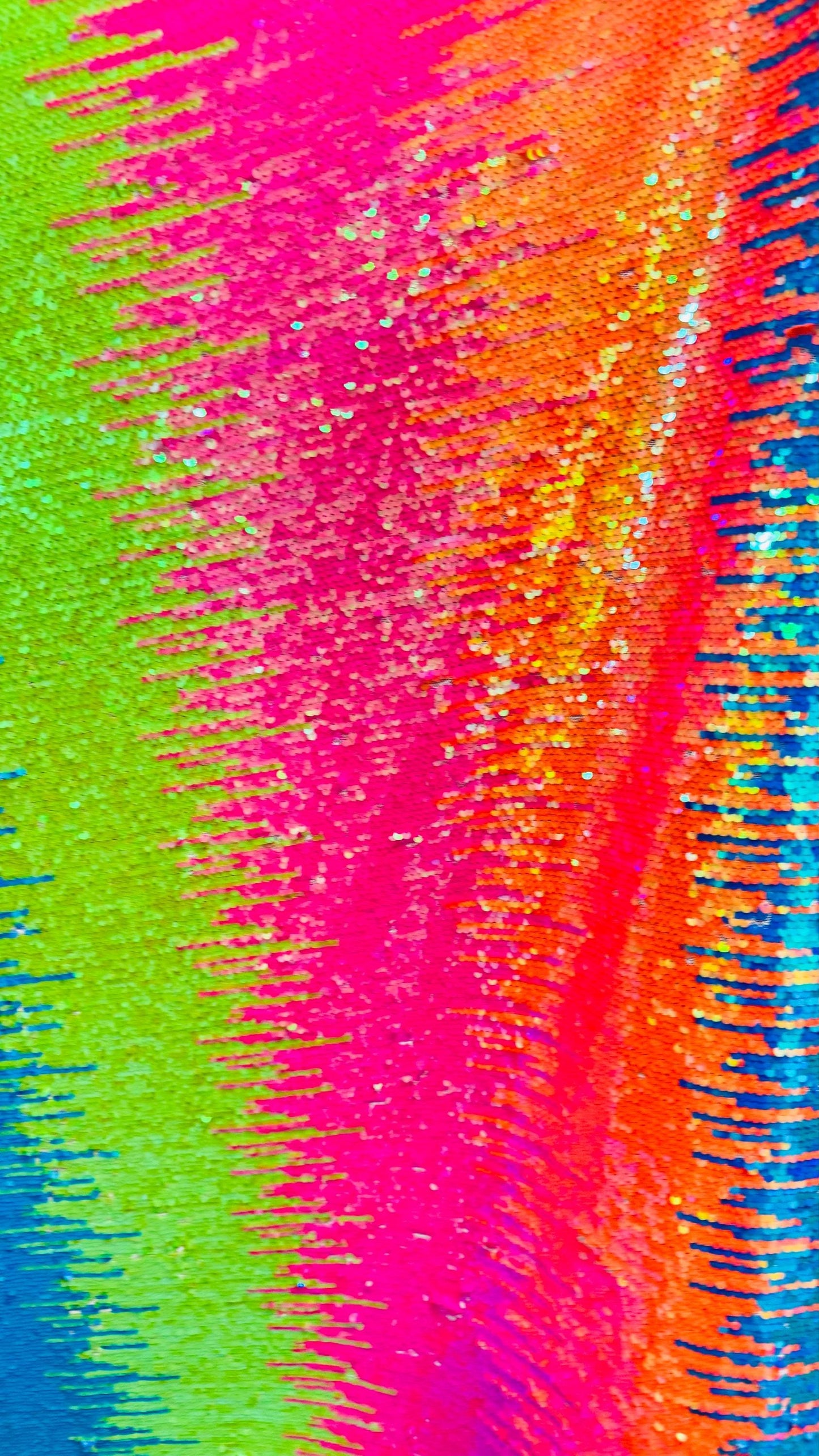 New iridescent multicolor rainbow sequins all over on stretch mesh 2-way 58/60” Sold by the YD. Ships worldwide from Los Angeles California