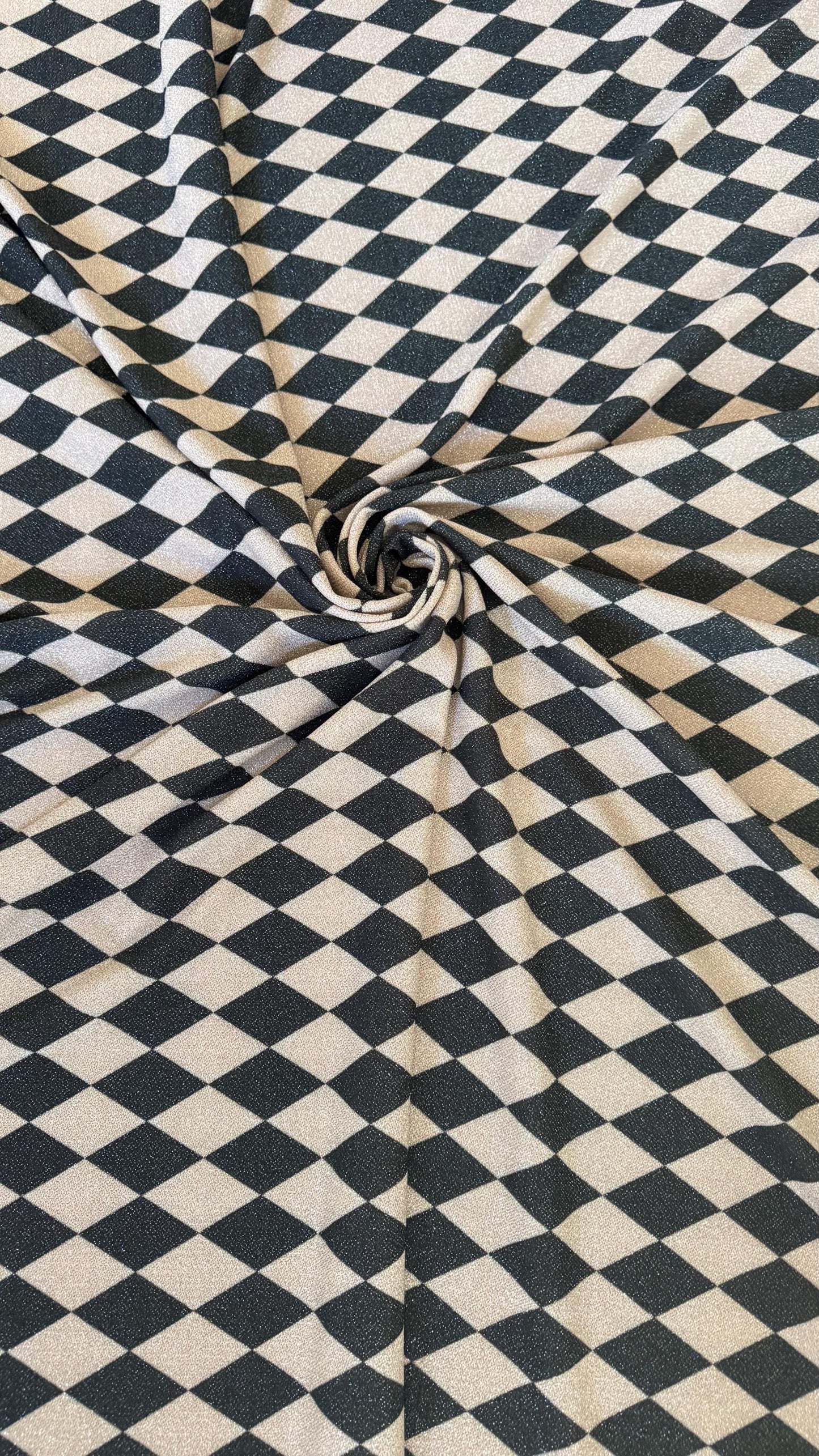 Harlequin design Gold/Black on Metallic Lurex spandex 2-way stretch 58/60” High quality fabrics by AlexLAFabrics