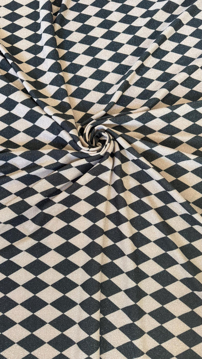 Harlequin design Gold/Black on Metallic Lurex spandex 2-way stretch 58/60” High quality fabrics by AlexLAFabrics