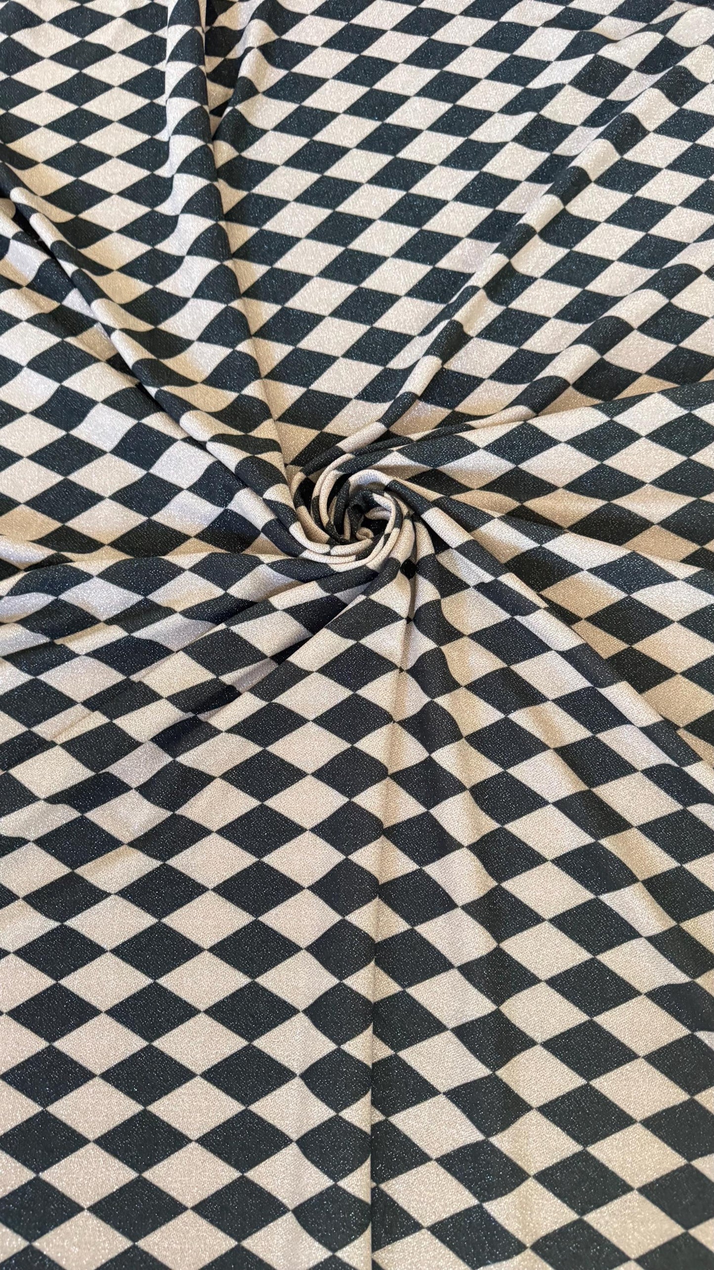 Harlequin design Gold/Black on Metallic Lurex spandex 2-way stretch 58/60” High quality fabrics by AlexLAFabrics
