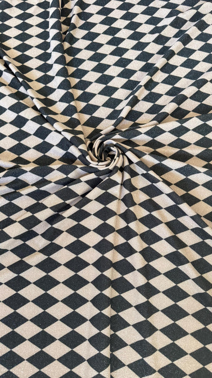 Harlequin design Gold/Black on Metallic Lurex spandex 2-way stretch 58/60” High quality fabrics by AlexLAFabrics