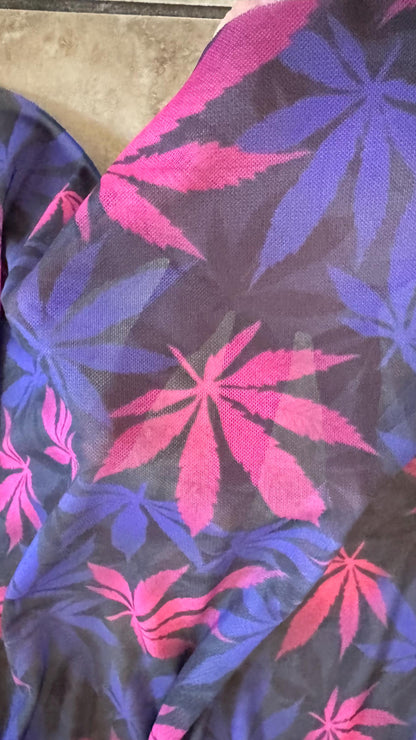 Marijuana Leaf design print on power mesh 4-way stretch 58/60” Sold by the YD. Ships Worldwide from Los Angeles California USA.