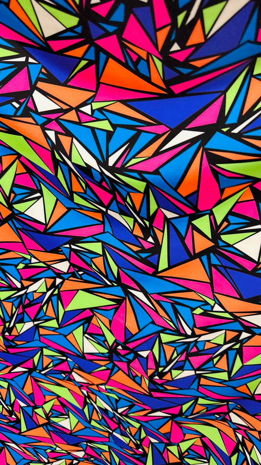 NEW Modern Geometric design Multicolor print on  nylon spandex 4way stretch 58/60" Sold by the YD. Ships worldwide from Los Angeles CA