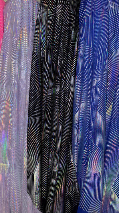 NEW Geometric Digital design Metallic Power  mesh nylon spandex 4-way stretch 58/60” Sold by the YD. Ships Worldwide from Los Angeles CA